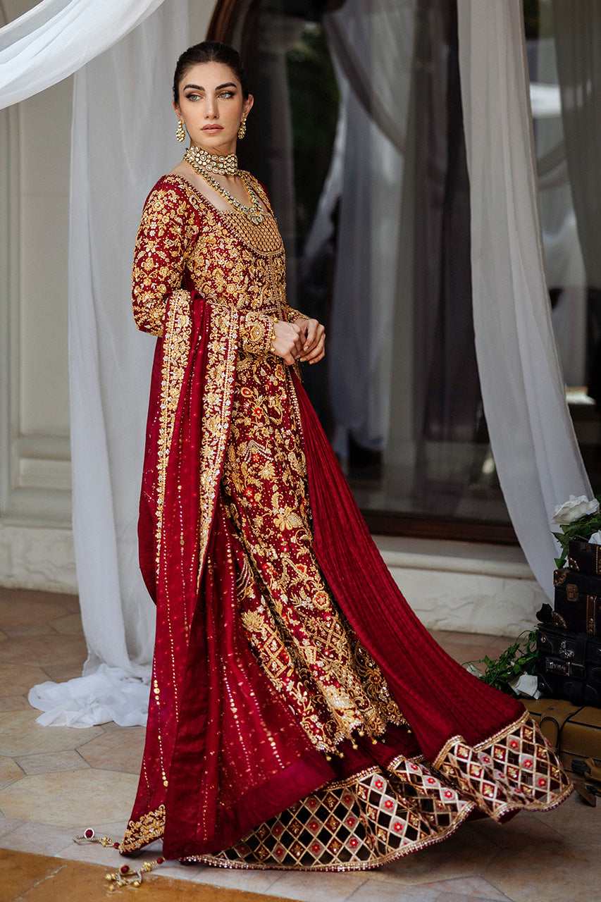 Royal Maroon Zardozi Silk Bridal Lehenga (3-Piece) - Image 5