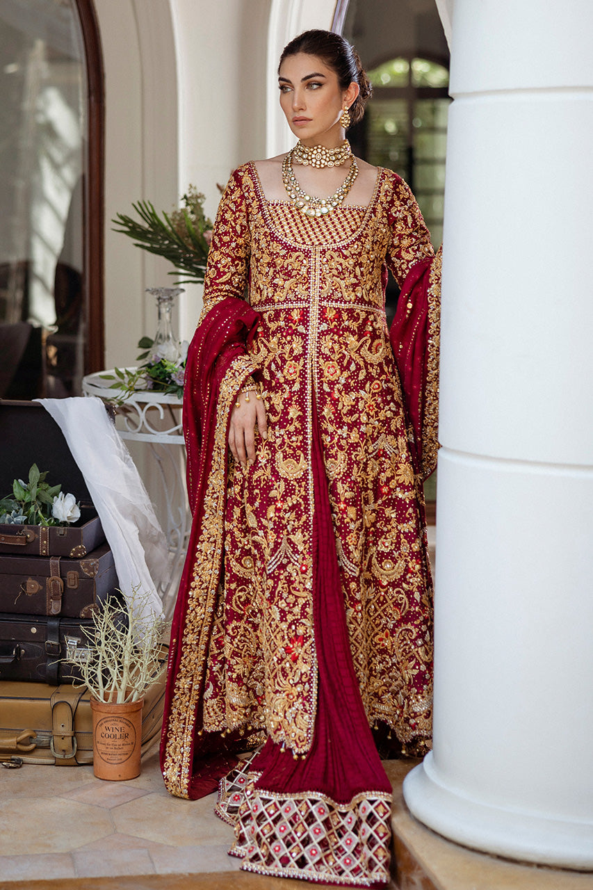 Royal Maroon Zardozi Silk Bridal Lehenga (3-Piece) - Image 8