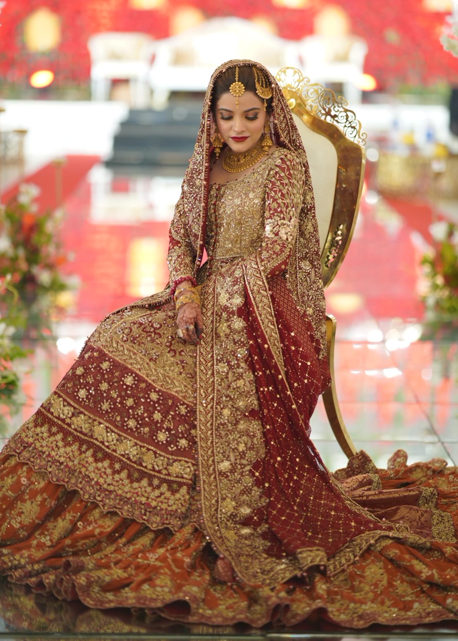 Deep Maroon & Rust Embellished Bridal Lehenga (3-Piece) - Image 2