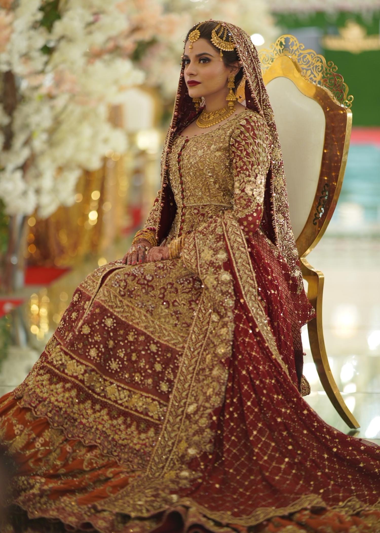 Deep Maroon & Rust Embellished Bridal Lehenga (3-Piece) - Image 3