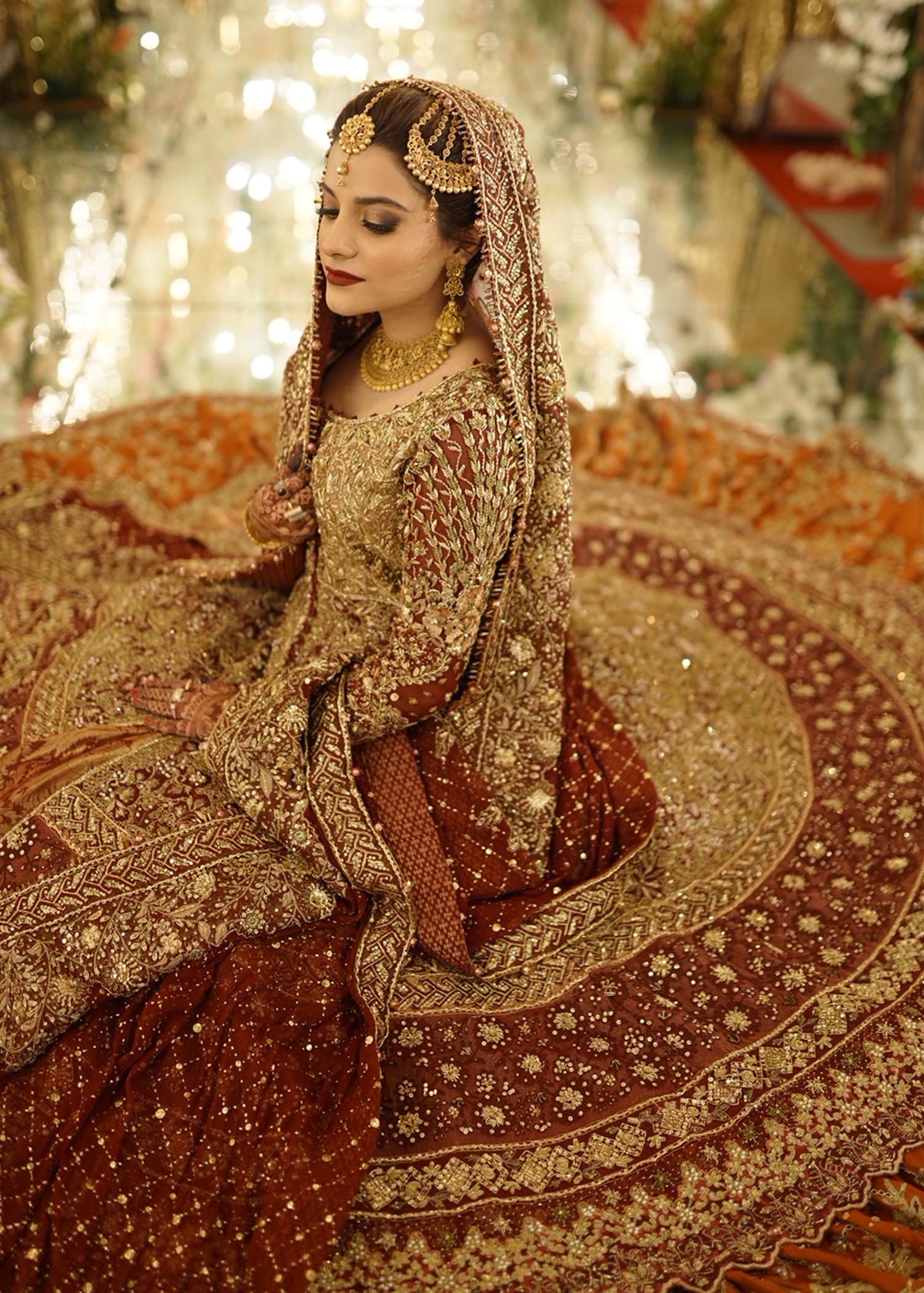 Deep Maroon & Rust Embellished Bridal Lehenga (3-Piece) - Image 4