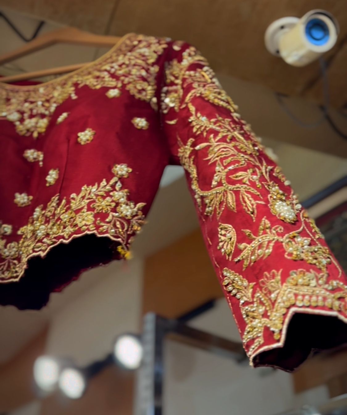 Reddish Mehroon Embroidered Silk Bridal Lehenga Choli (3-Piece) - Image 3