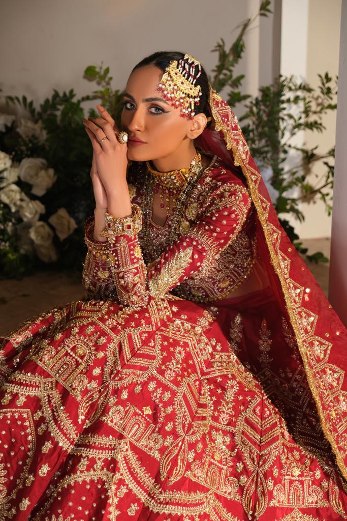 Pakistani Reddish Maroon Embroidered Silk Lehenga Choli (3-Piece) - Image 1