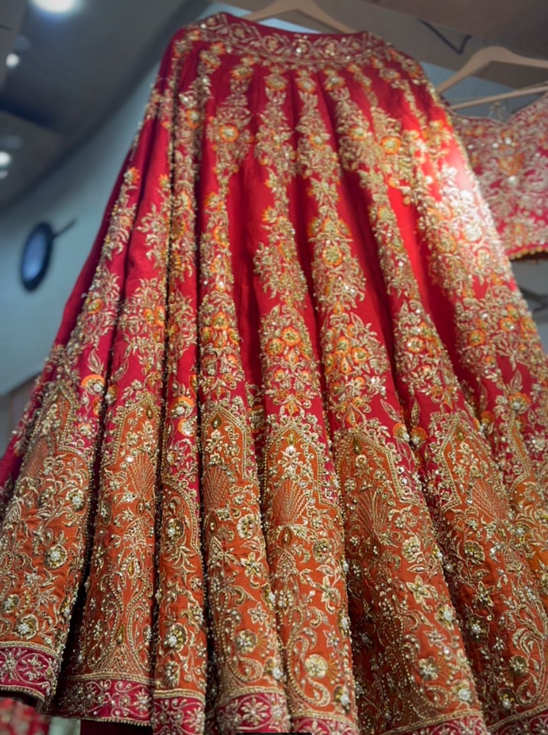 Reddish Mehroon Embroidered Silk Lehenga Choli (3-Piece) - Image 1