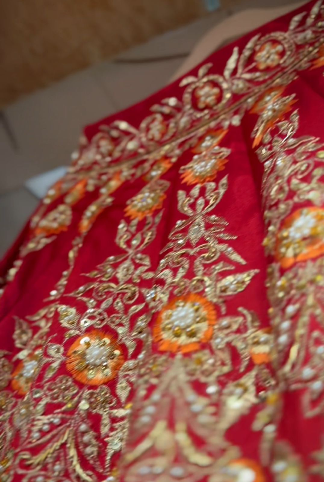 Reddish Mehroon Embroidered Silk Lehenga Choli (3-Piece) - Image 3