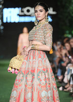 Pakistani Rust Embroidered Silk Bridal Lehenga (3-Piece) - Image 10