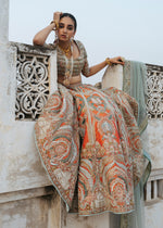 Pakistani Rust Embroidered Silk Bridal Lehenga (3-Piece) - Image 6