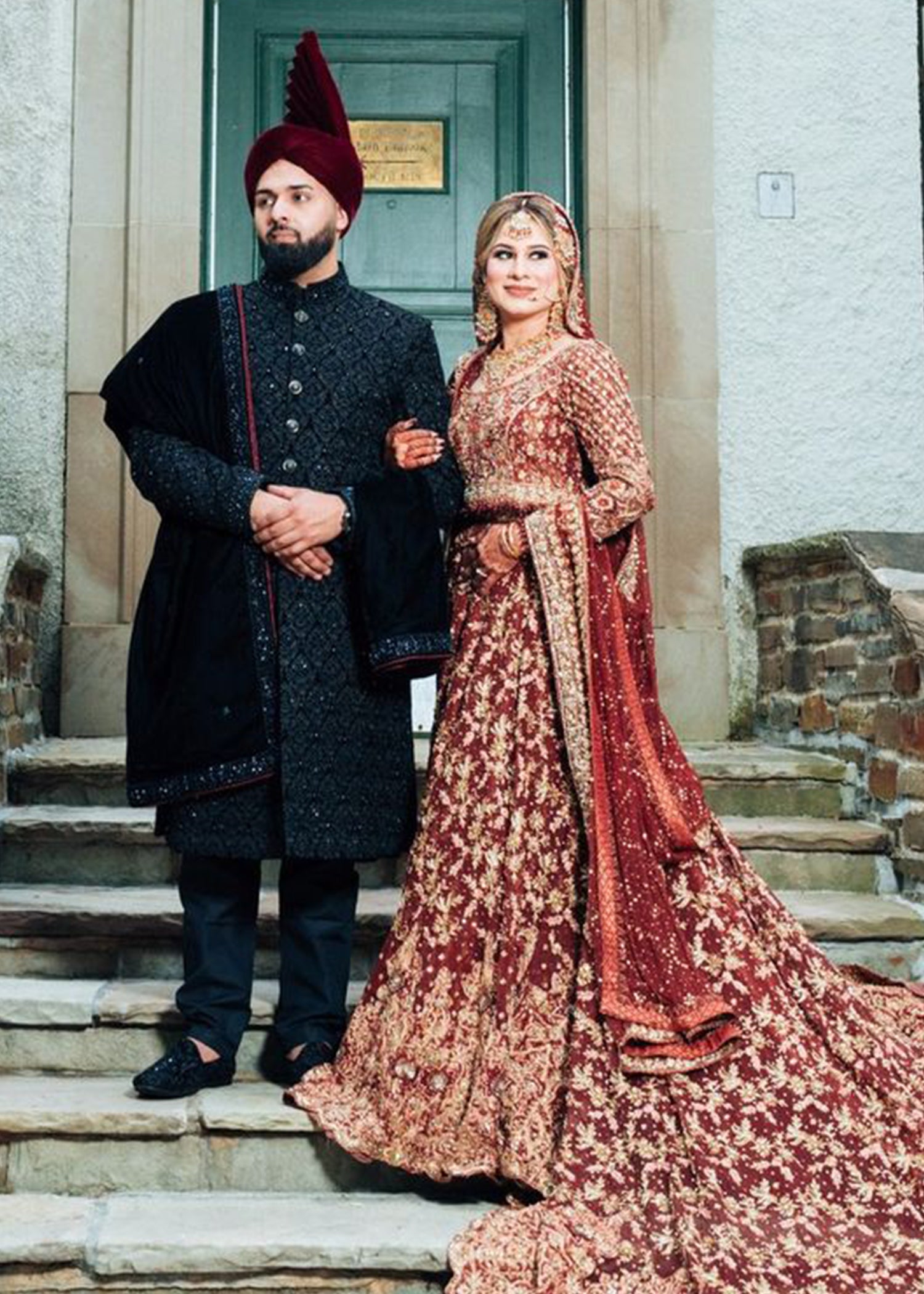 Deep Maroon Zardozi Silk Bridal Lehenga (3-Piece) - Image 1