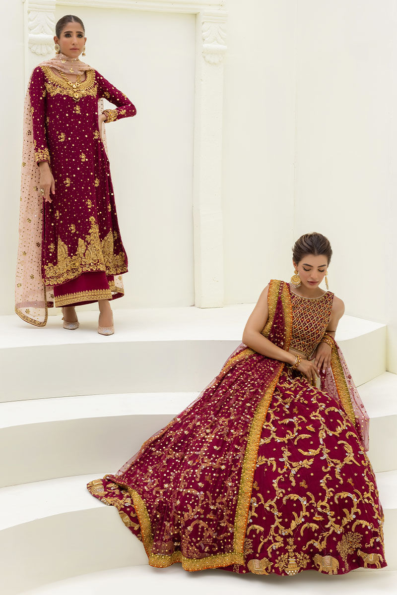 Maroon Embellished Soft Net Lehenga Choli (3-Piece) - Image 7