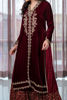 Maroon Dabka & Swarovski Velvet Long Shirt (2-Piece) - Image 3