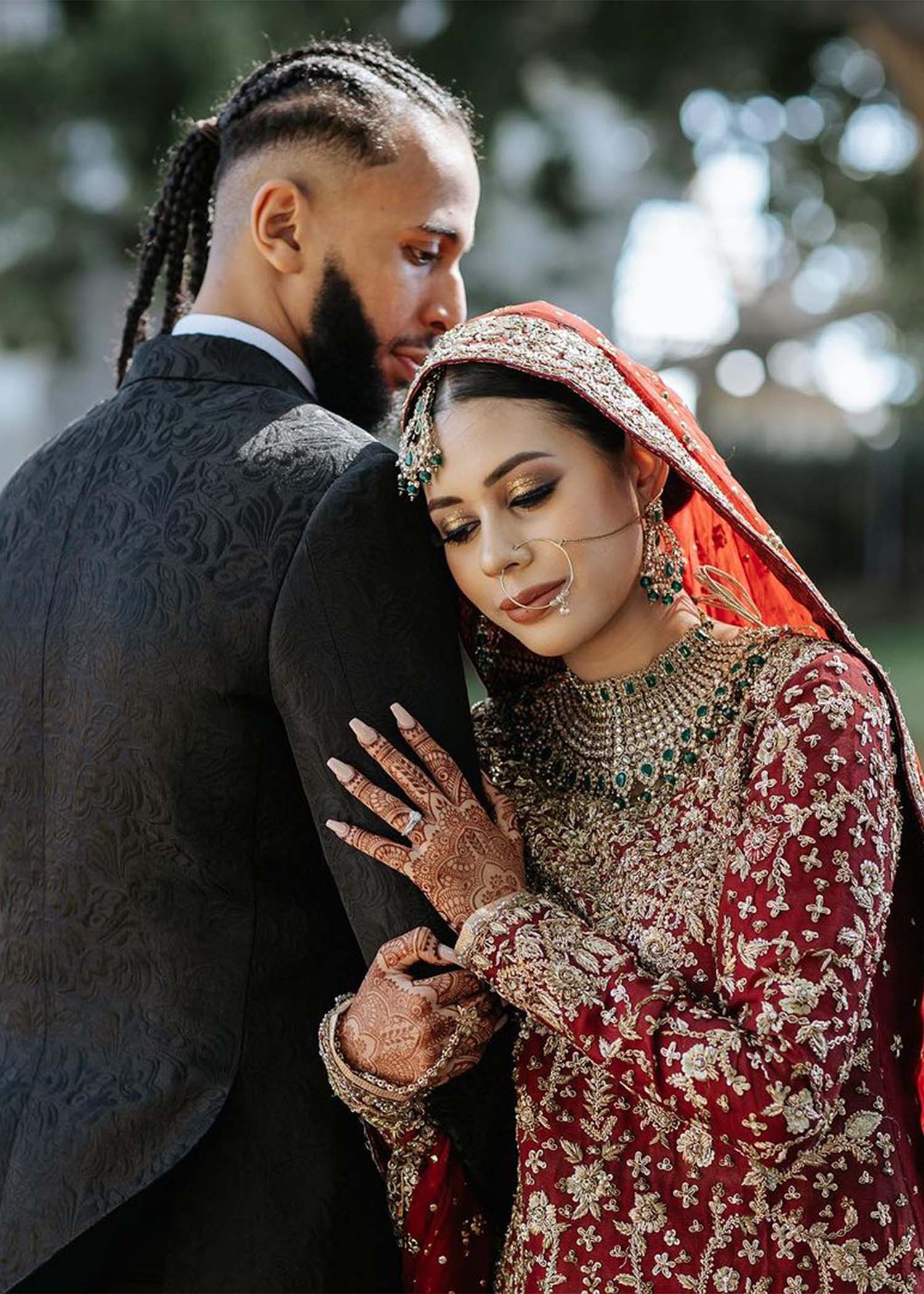 Deep Maroon Zardozi Velvet Bridal Lehenga (3-Piece) - Image 10