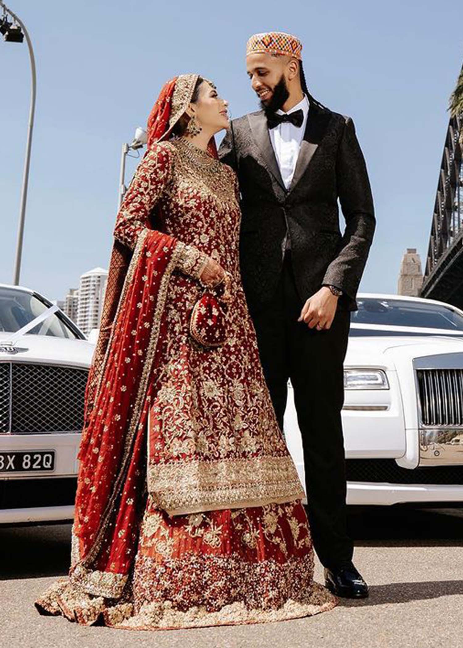 Deep Maroon Zardozi Velvet Bridal Lehenga (3-Piece) - Image 5