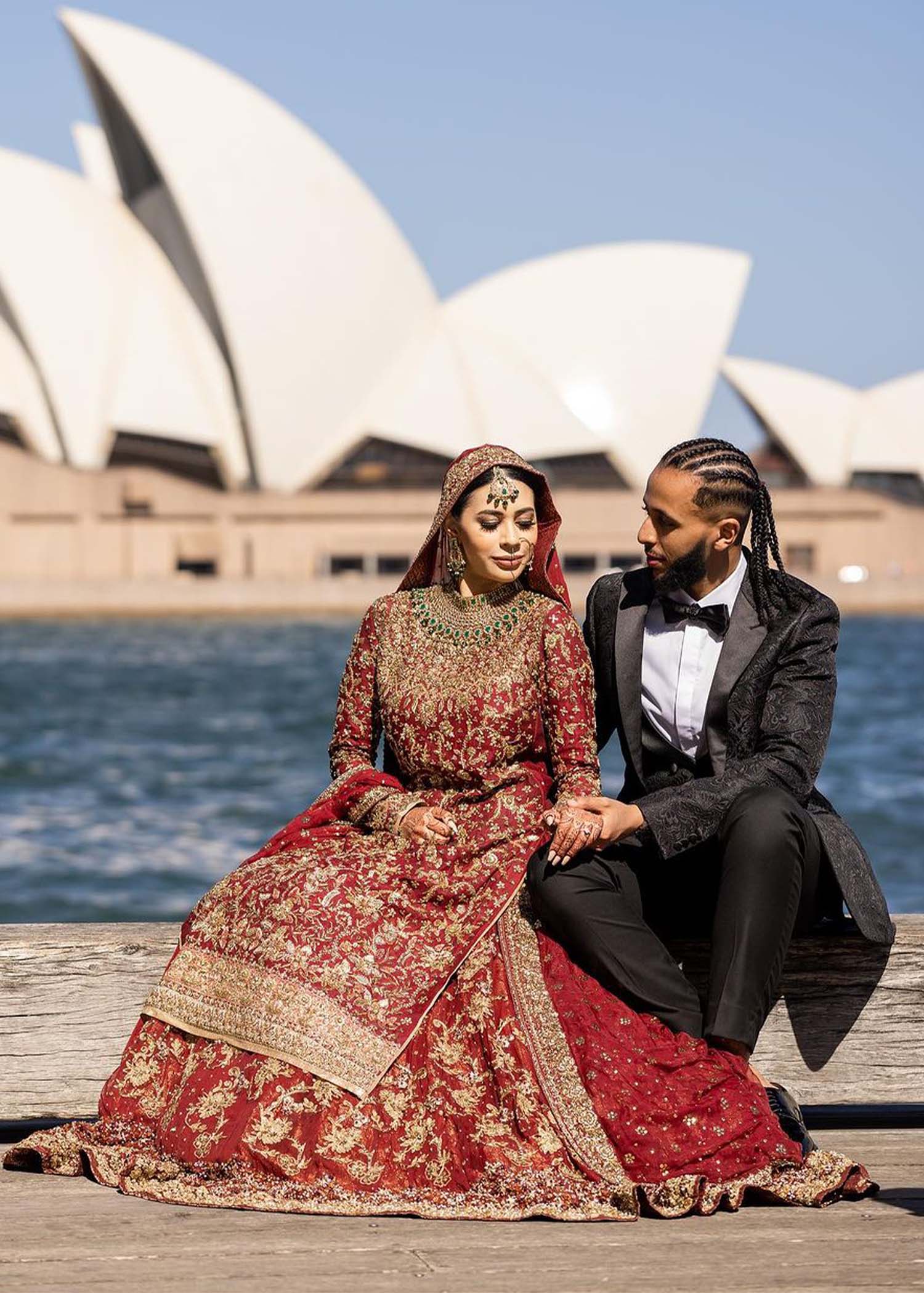 Deep Maroon Zardozi Velvet Bridal Lehenga (3-Piece) - Image 6