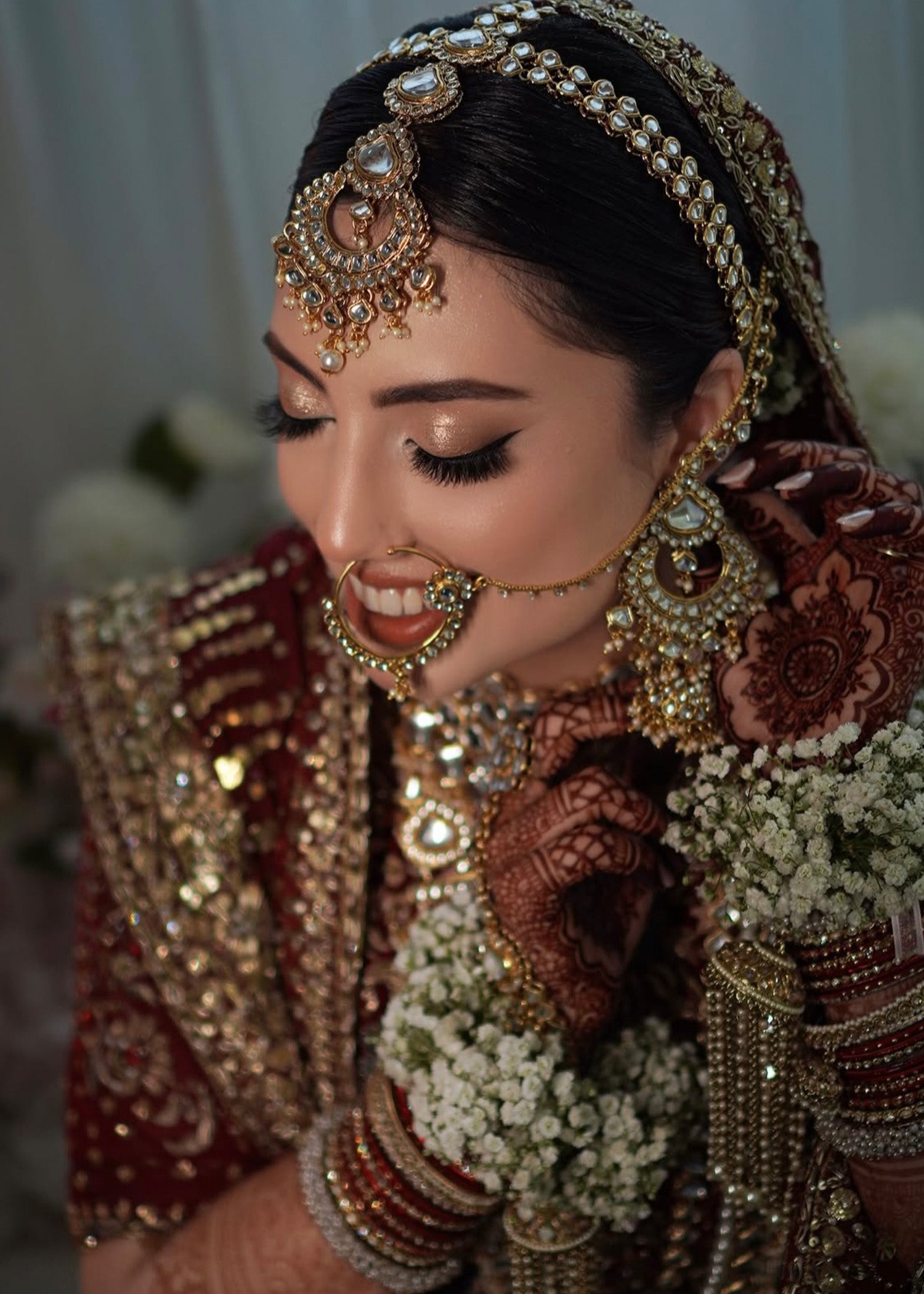 Pakistani Deep Maroon Zardozi Velvet & Brocade Bridal Lehenga (3-Piece) - Image 3