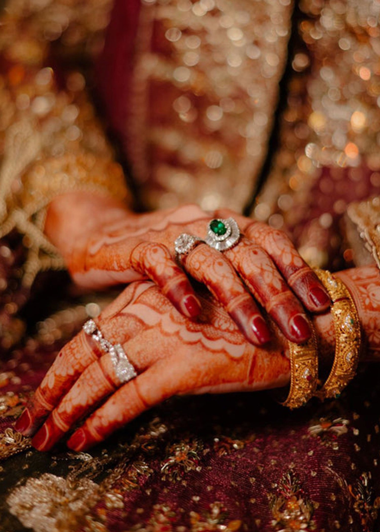 Pakistani Deep Maroon Antique Gold Velvet Bridal Lehenga (3-Piece) - Image 4