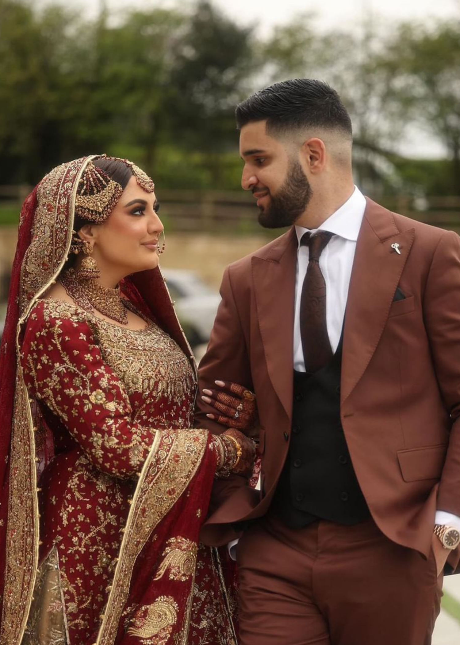 Deep Maroon Gold Embroidered Velvet Bridal Lehenga (3-Piece) - Image 3