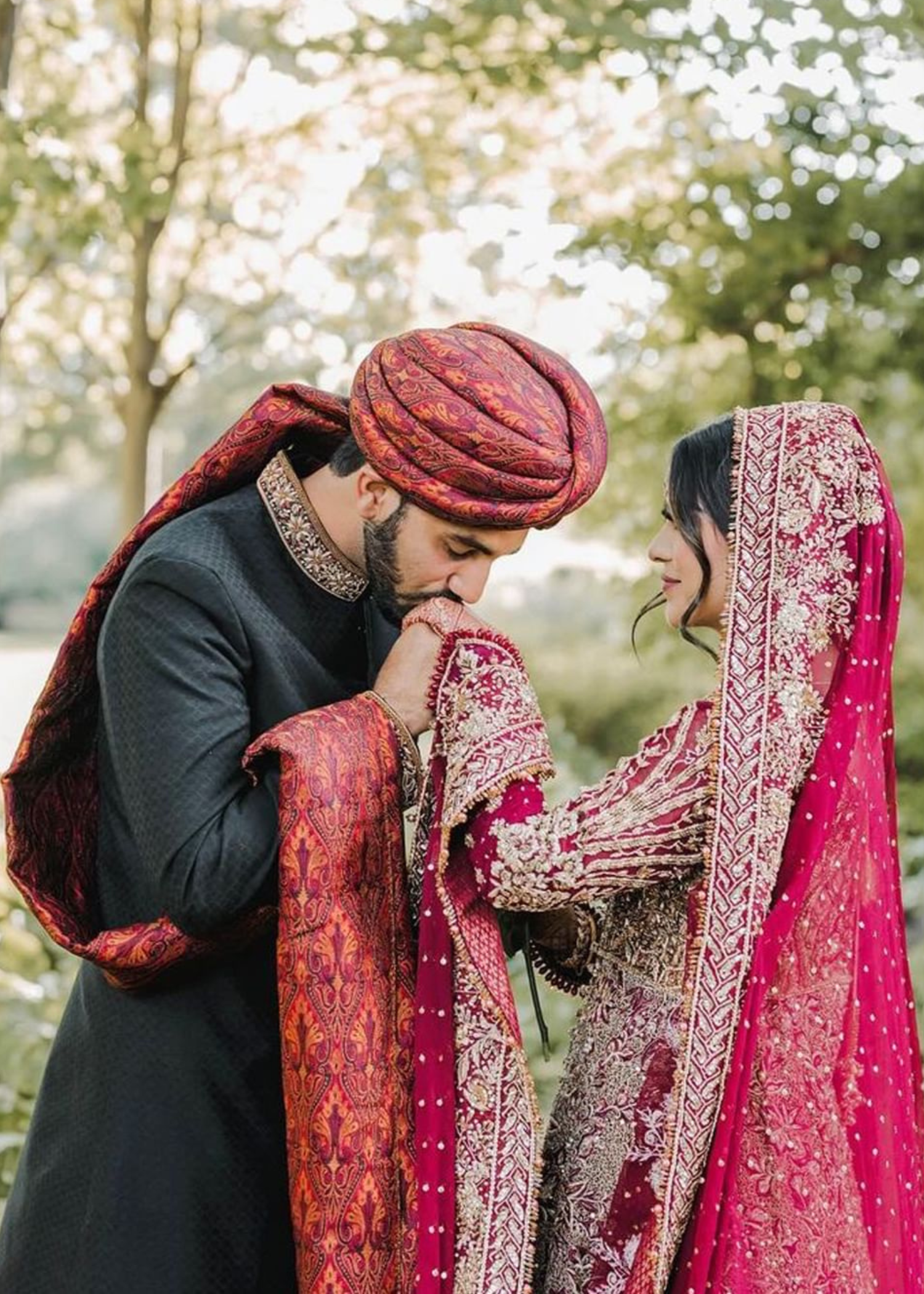 Pakistani Deep Maroon Gold Embroidered Velvet Silk Bridal Lehenga (3-Piece) - Image 4