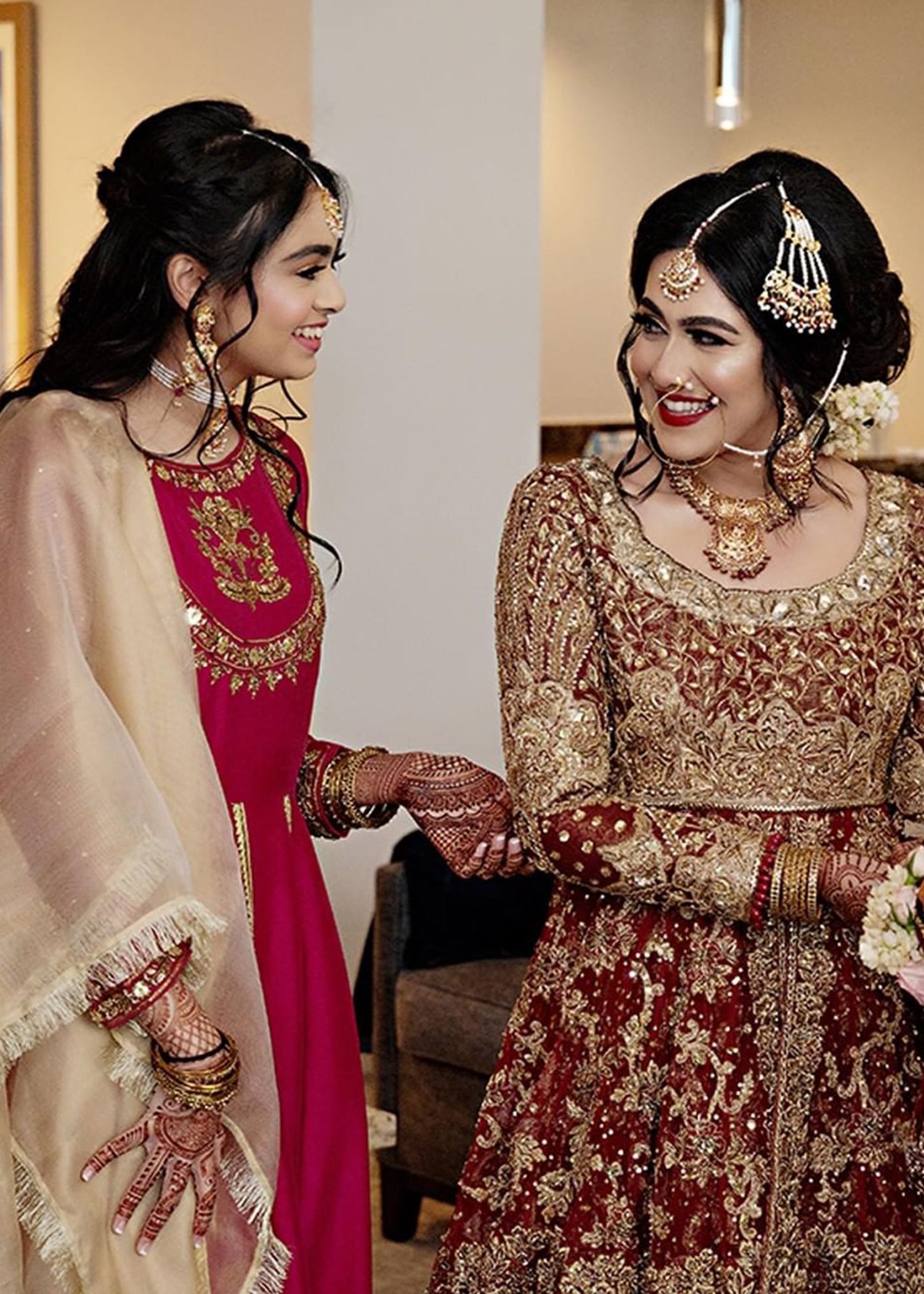 Deep Maroon Embroidered Velvet Silk Bridal Lehenga (3-Piece) - Image 3