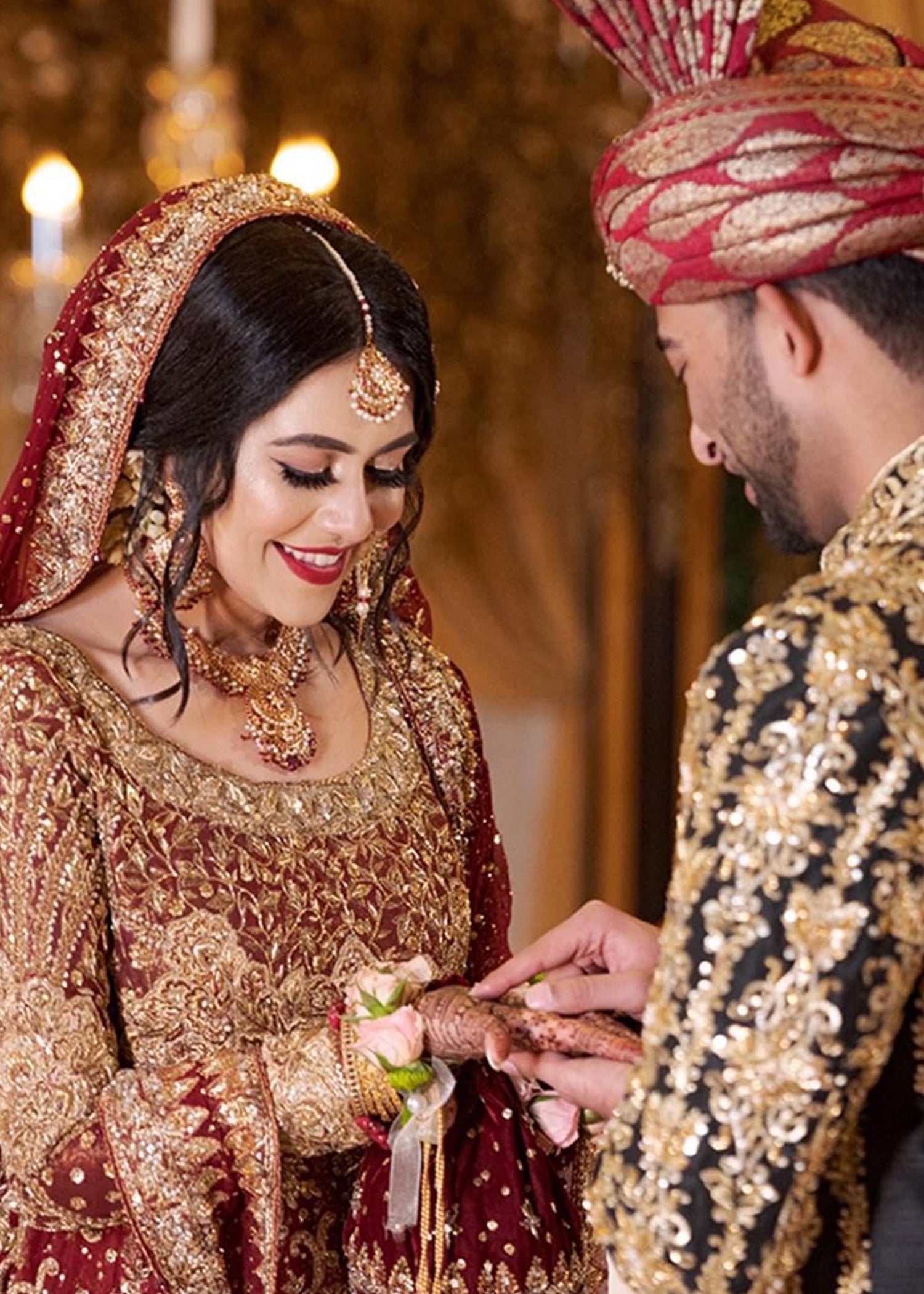 Deep Maroon Embroidered Velvet Silk Bridal Lehenga (3-Piece) - Image 4