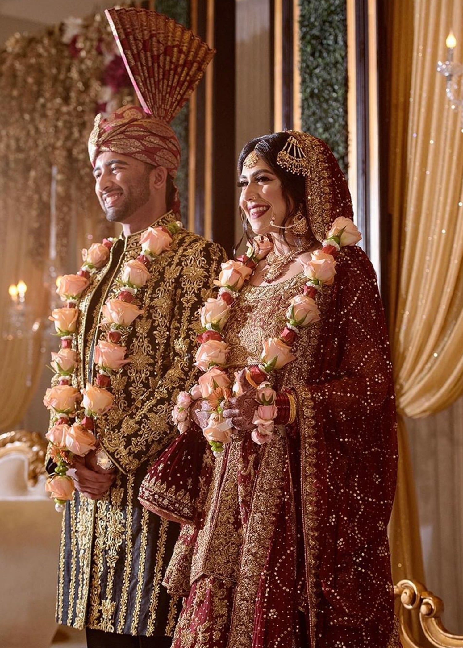 Deep Maroon Embroidered Velvet Silk Bridal Lehenga (3-Piece) - Image 8