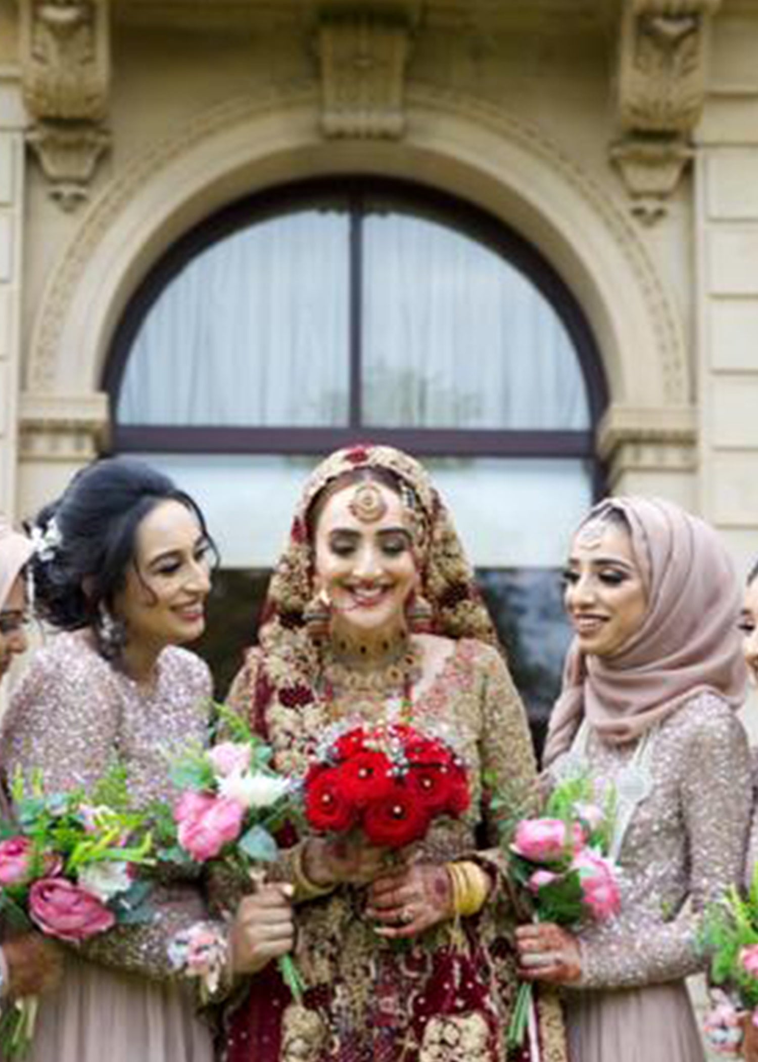 Deep Maroon Gold Zardozi Velvet Bridal Lehenga (3-Piece) - Image 5