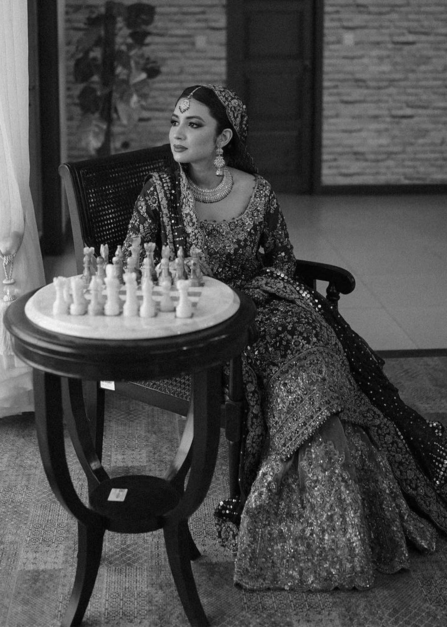 Deep Maroon Embellished Velvet Bridal Lehenga (3-Piece) - Image 5