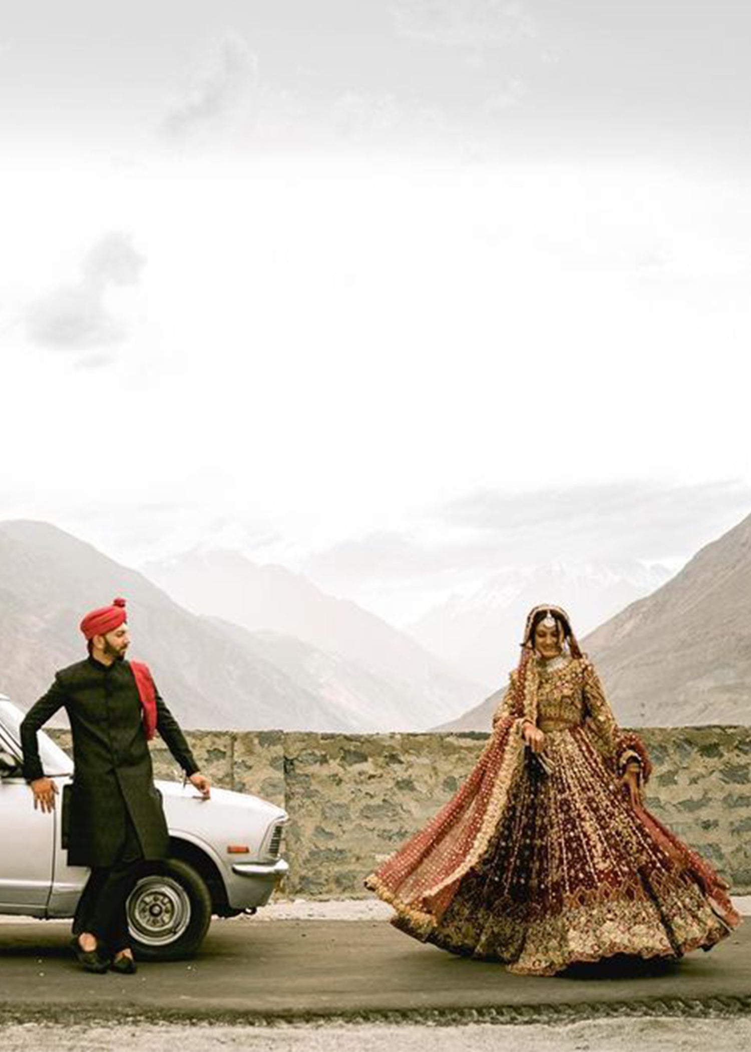 Deep Maroon Zardozi Velvet Bridal Lehenga (3-Piece) - Image 2