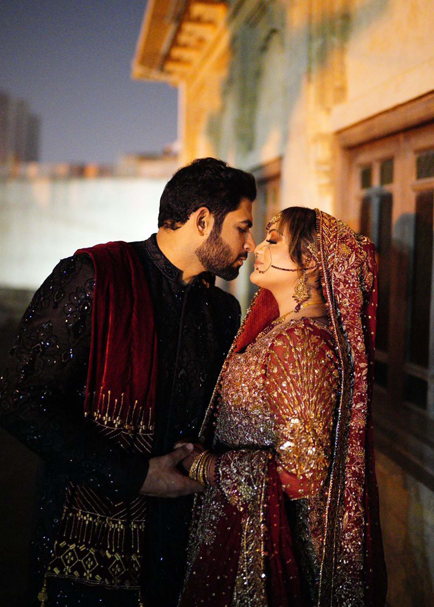 Deep Maroon Embellished Velvet Bridal Lehenga (3-Piece) - Image 4