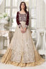Maroon Zardozi Velvet & Ivory Zari Net Bridal Lehenga (3-Piece) - Image 3