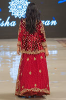 Pakistani Maroon Embroidered Velvet Peplum Lehenga (3-Piece) - Image 4