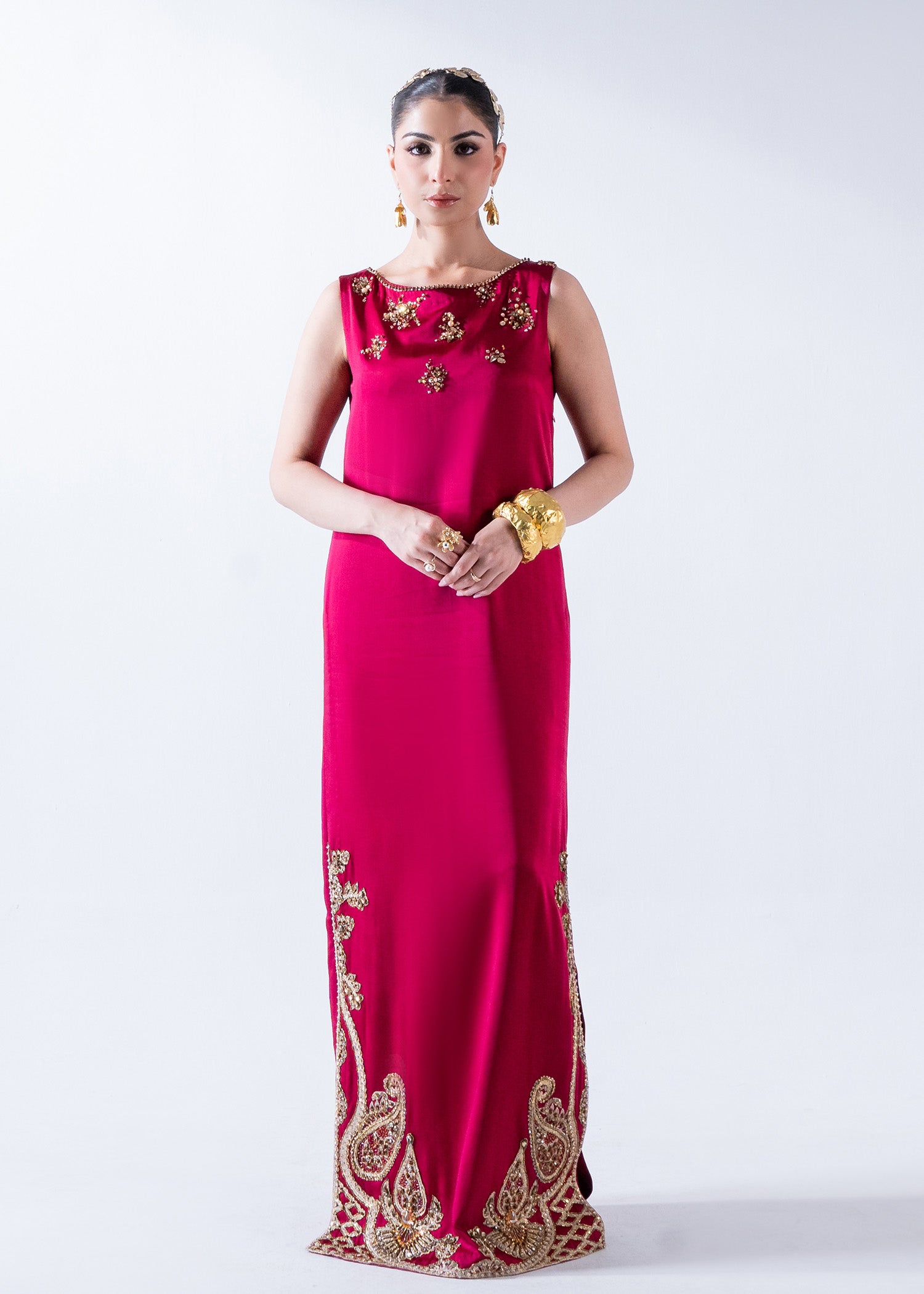 Beetroot Ada Embellished Pure Silk Maxi (2-Piece) - Image 1