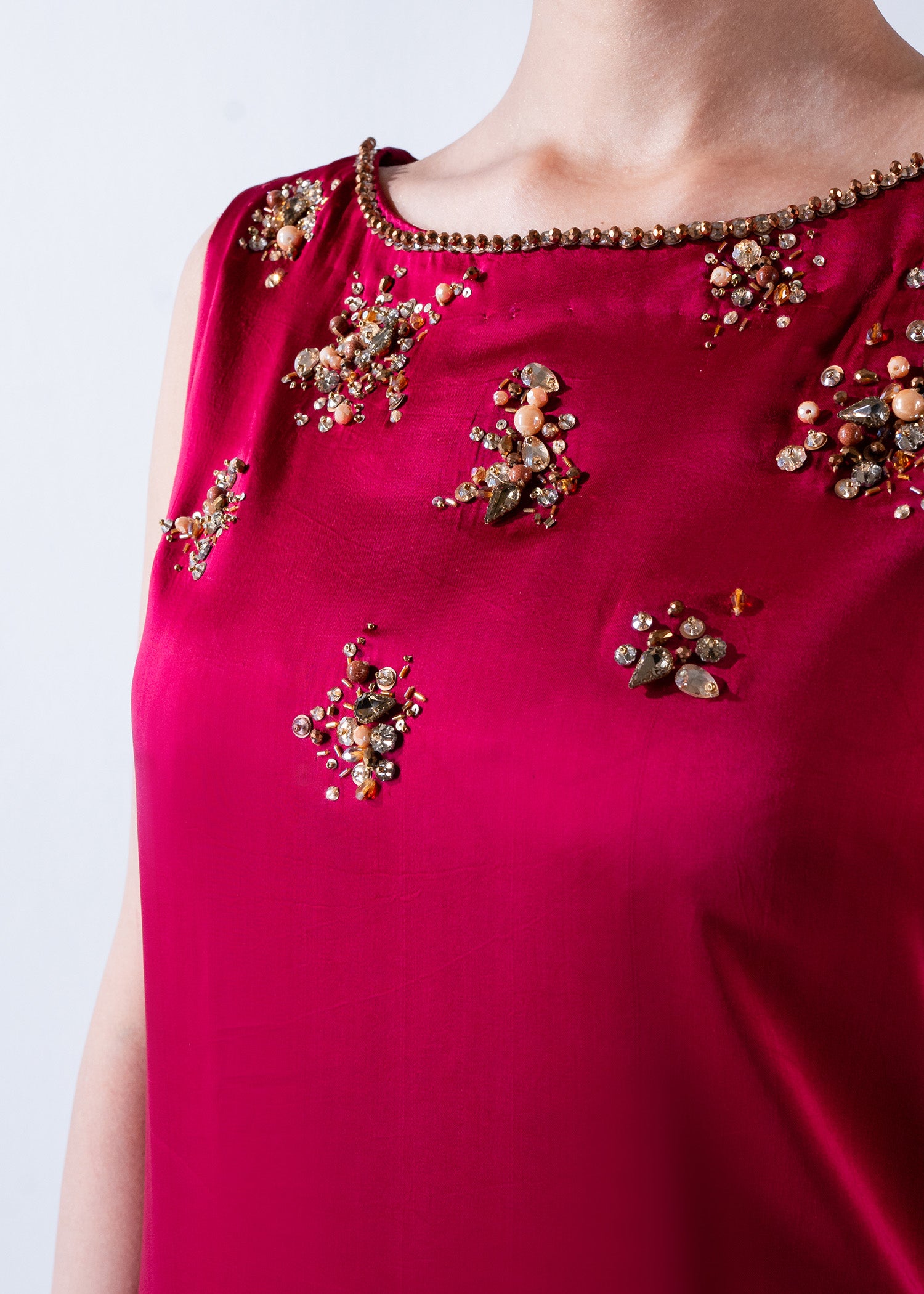 Beetroot Ada Embellished Pure Silk Maxi (2-Piece) - Image 3