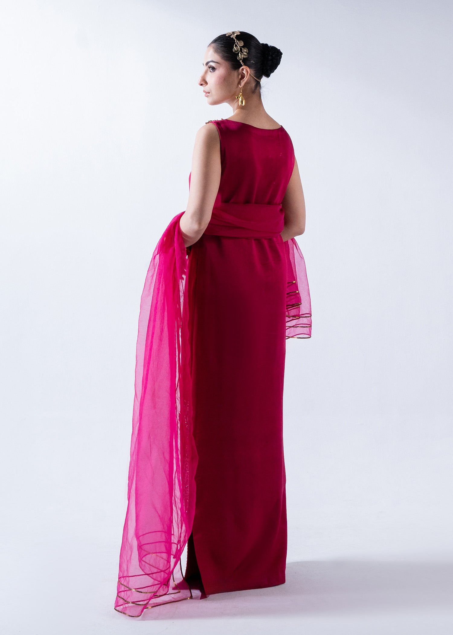 Beetroot Ada Embellished Pure Silk Maxi (2-Piece) - Image 5