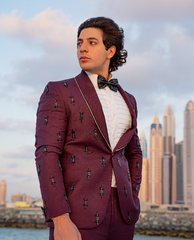 Maroon Embellished Cashmere Wool Tuxedo (2-Piece) - Image 4