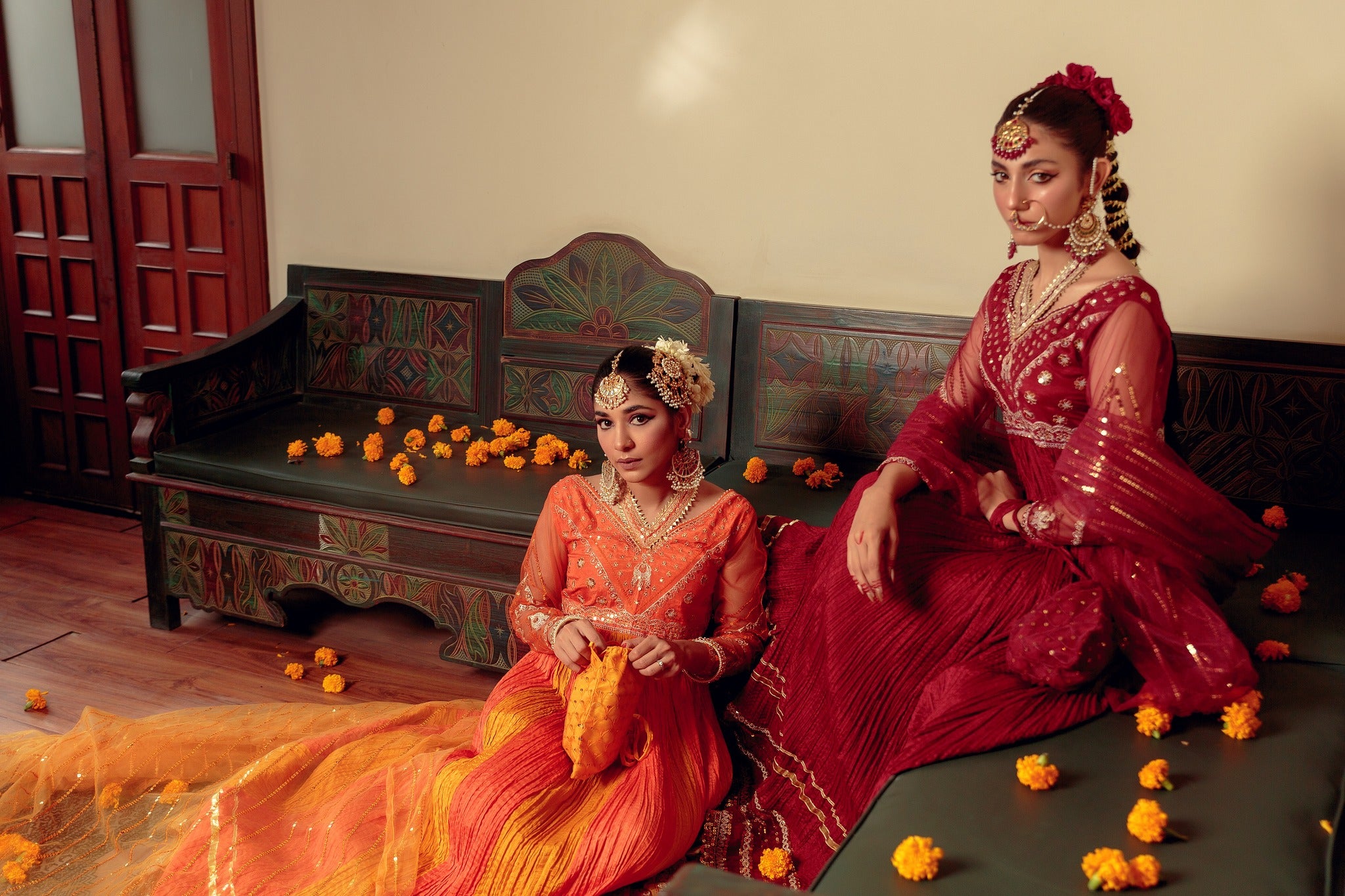 Maroon Zari Embroidered Cotton Silk Pishwas (3-Piece) - Image 14