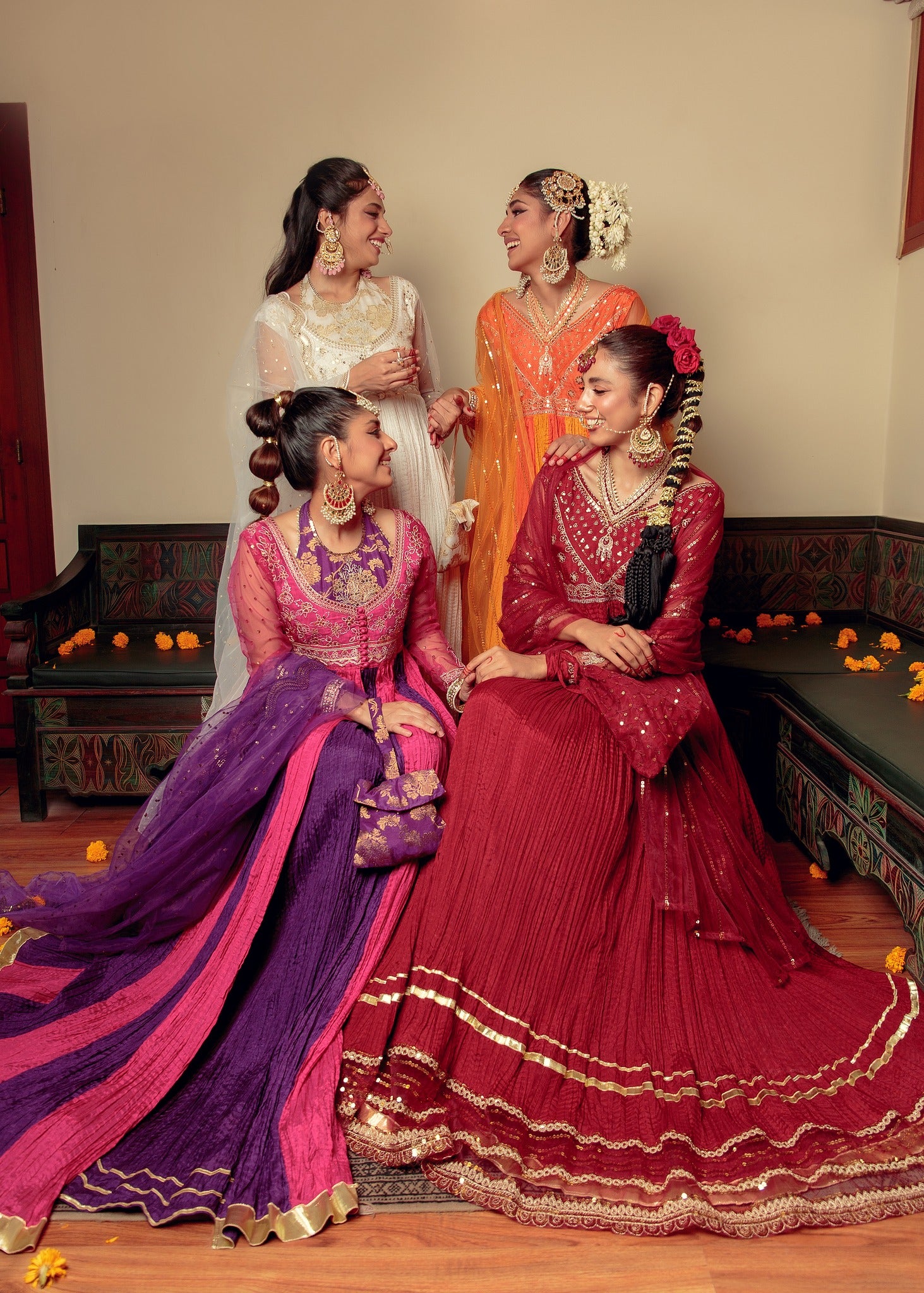 Maroon Zari Embroidered Cotton Silk Pishwas (3-Piece) - Image 15