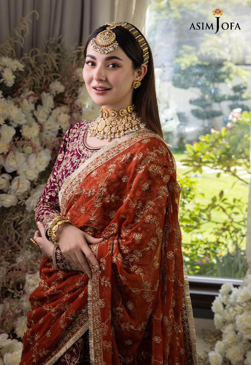 Pakistani Maroon Zari & Sequins Cotton Silk Pishwas (3-Piece) - Image 1