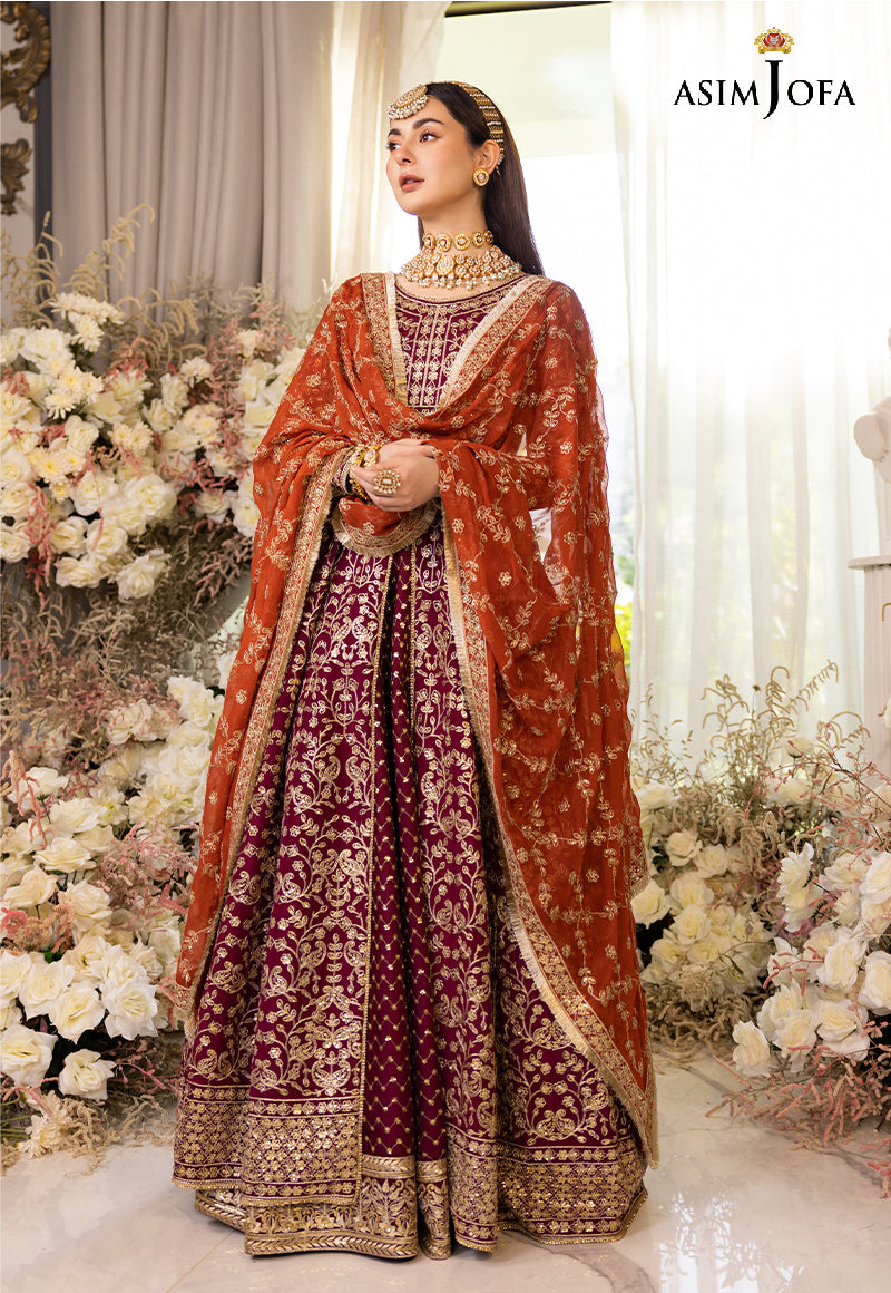 Pakistani Maroon Zari & Sequins Cotton Silk Pishwas (3-Piece) - Image 10