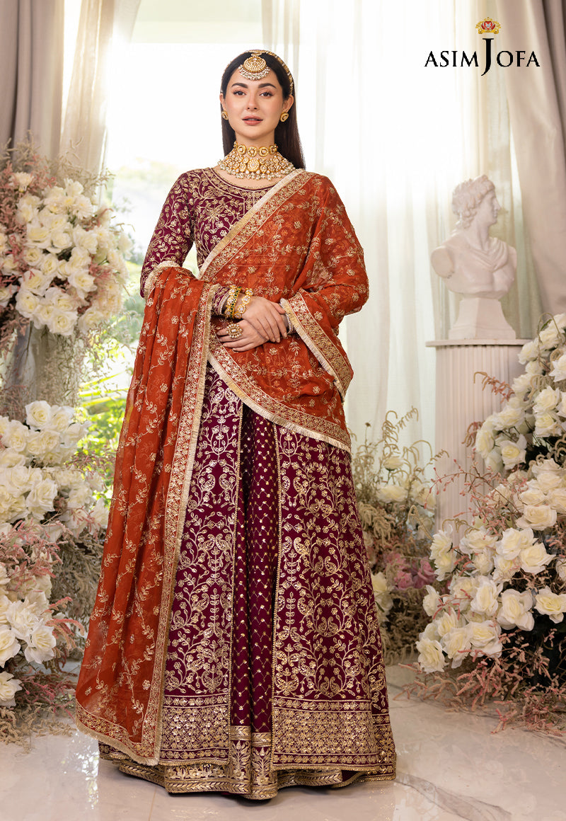Pakistani Maroon Zari & Sequins Cotton Silk Pishwas (3-Piece) - Image 12