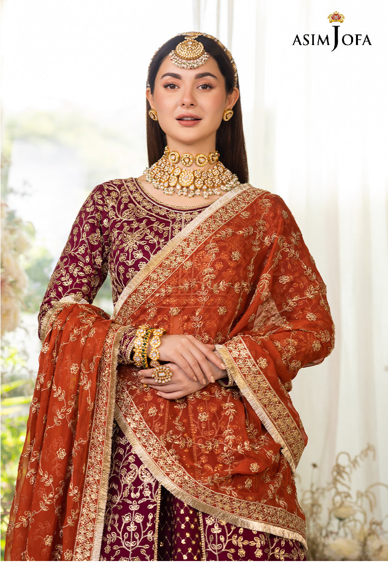 Pakistani Maroon Zari & Sequins Cotton Silk Pishwas (3-Piece) - Image 13