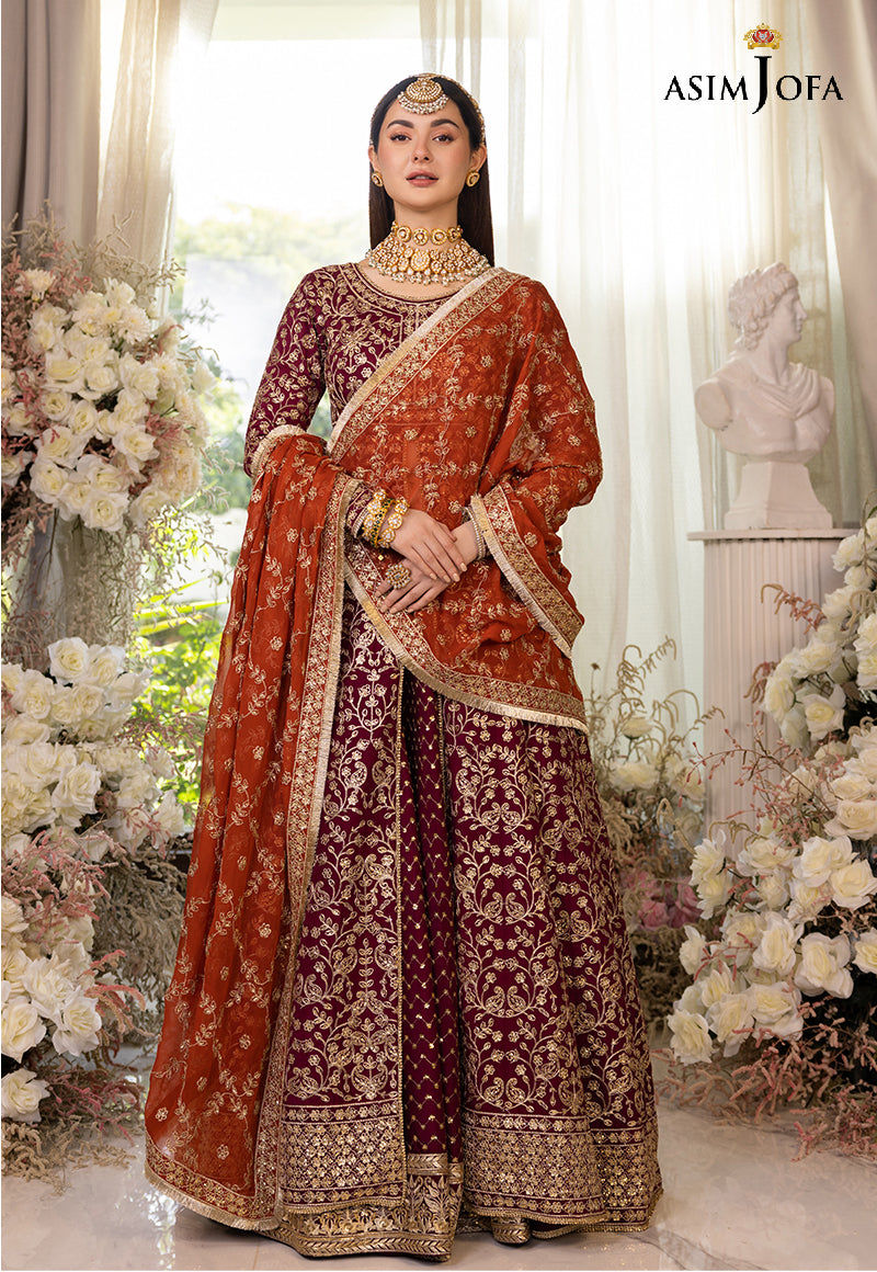 Pakistani Maroon Zari & Sequins Cotton Silk Pishwas (3-Piece) - Image 7