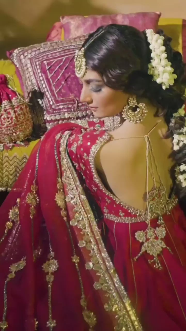 Maroon Embroidered Silk Pishwas Dress (3-Piece) - Image 6