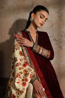 Pakistani Maroon Lace Velvet Pishwas Dress (2-Piece) - Image 3