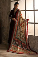 Pakistani Maroon Lace Velvet Pishwas Dress (2-Piece) - Image 4