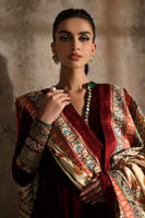 Pakistani Maroon Lace Velvet Pishwas Dress (2-Piece) - Image 6