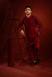 Maroon Embroidered Organza Prince Coat (3-Piece) - Image 3