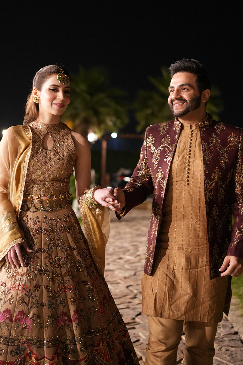 Maroon Embroidered Serona Prince Coat (3-Piece) - Image 4