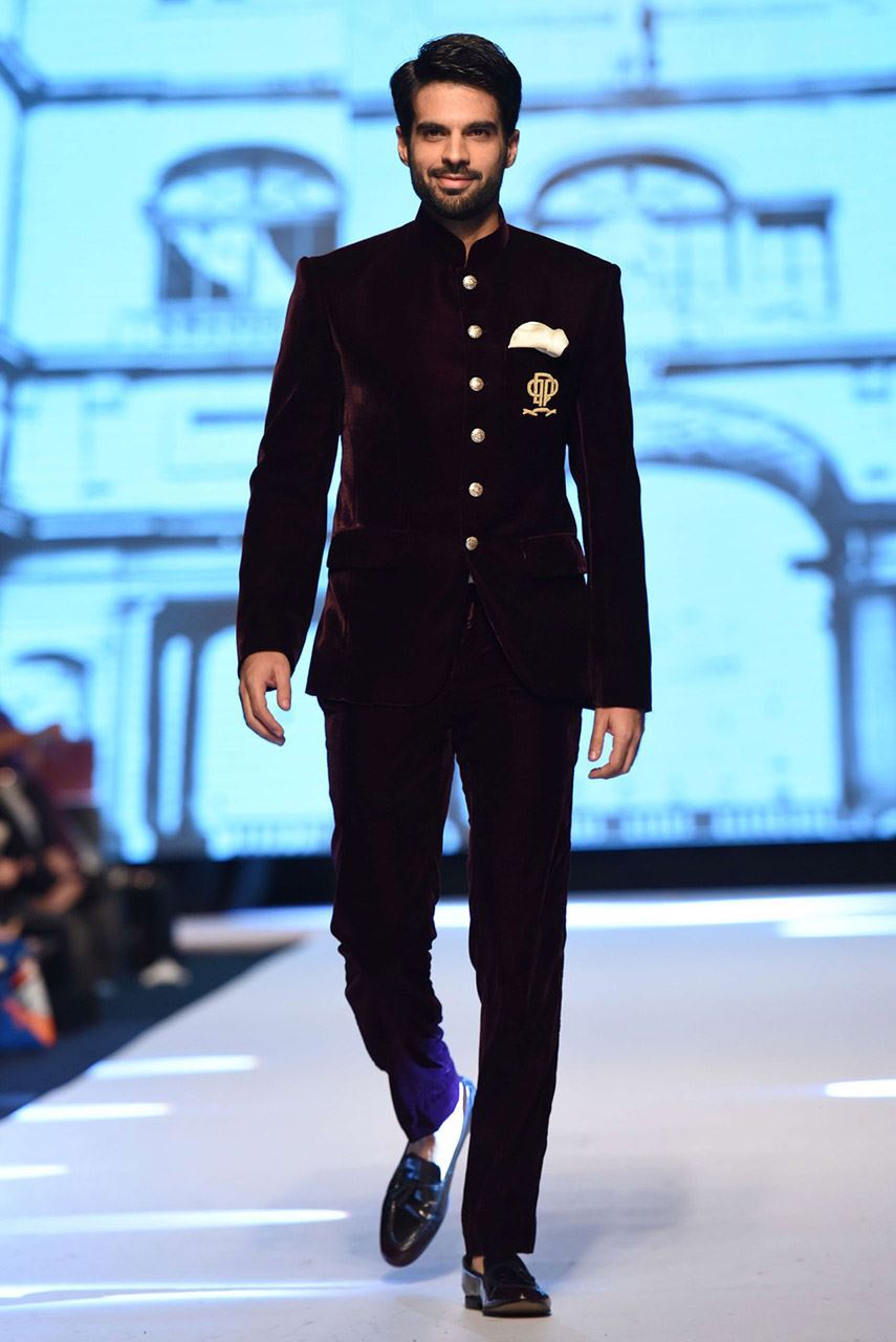 Maroon Velvet Prince Coat Suit (2-Piece) - Image 1