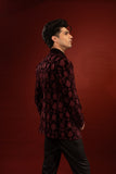 Maroon Embroidered Velvet Prince Coat (2-Piece) - Image 10