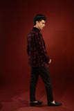 Maroon Embroidered Velvet Prince Coat (2-Piece) - Image 5